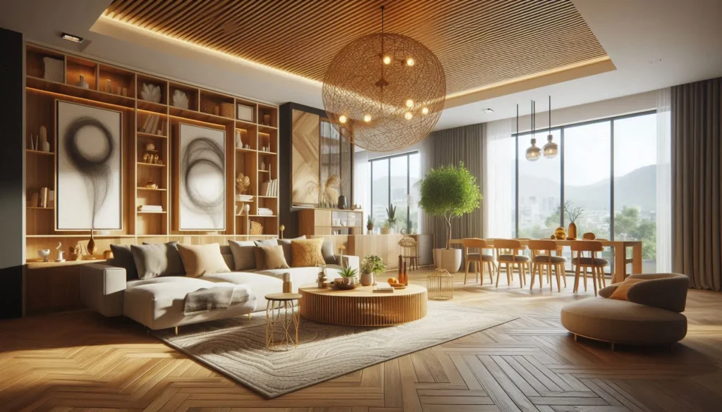 Modern living room designed by an interior designer in Bangalore